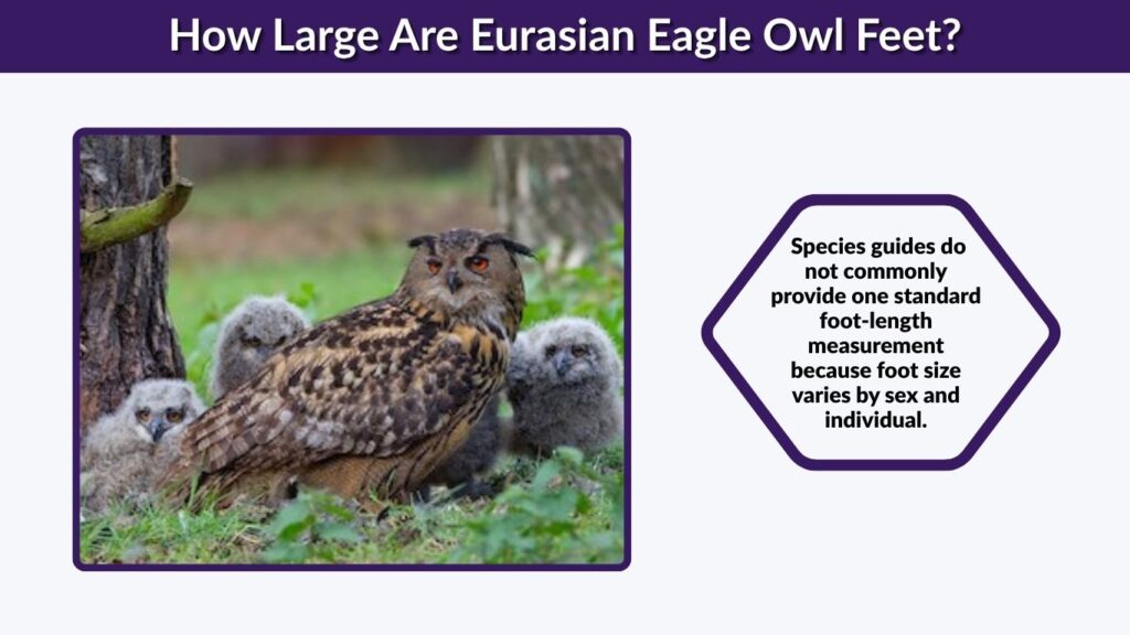  Species guides do not commonly provide one standard foot-length measurement because foot size varies by sex and individual.