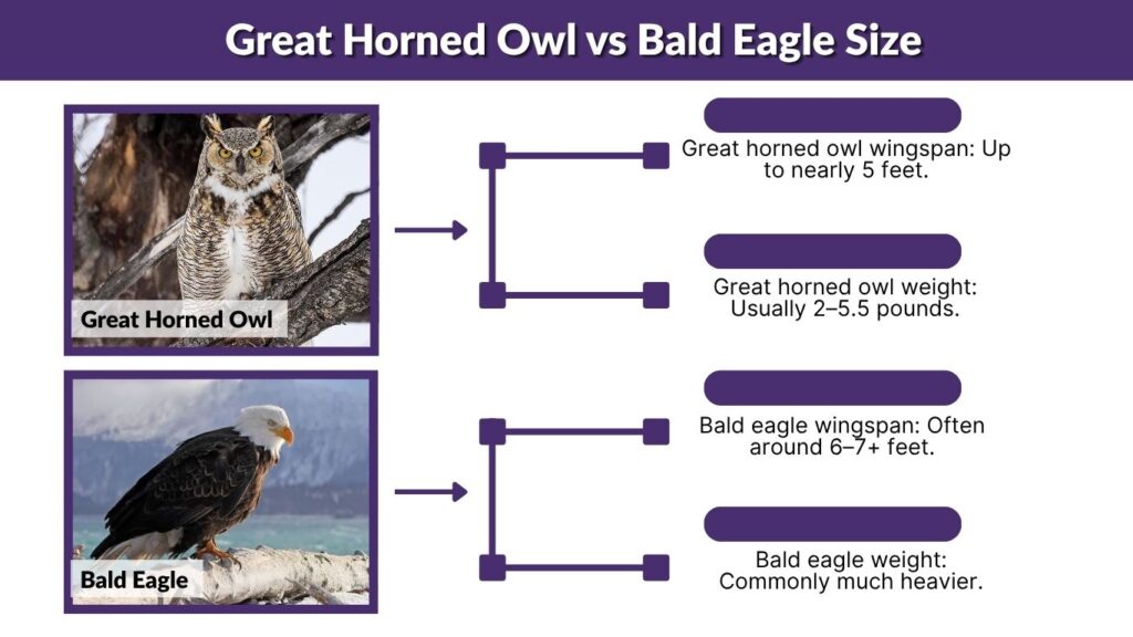 Great Horned Owl vs Bald Eagle Size